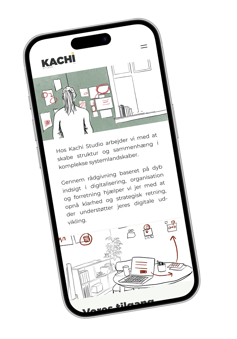 Mobile mockup of the Kachi Studio homepage design concept
