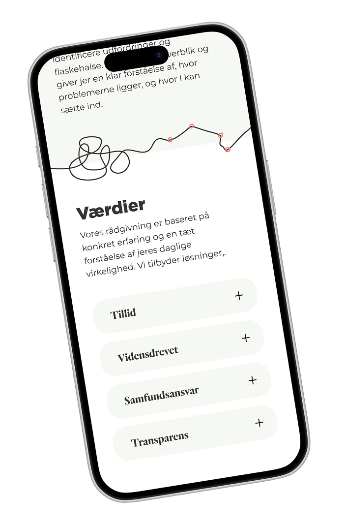 Mobile mockup of the Kachi Studio values page design concept